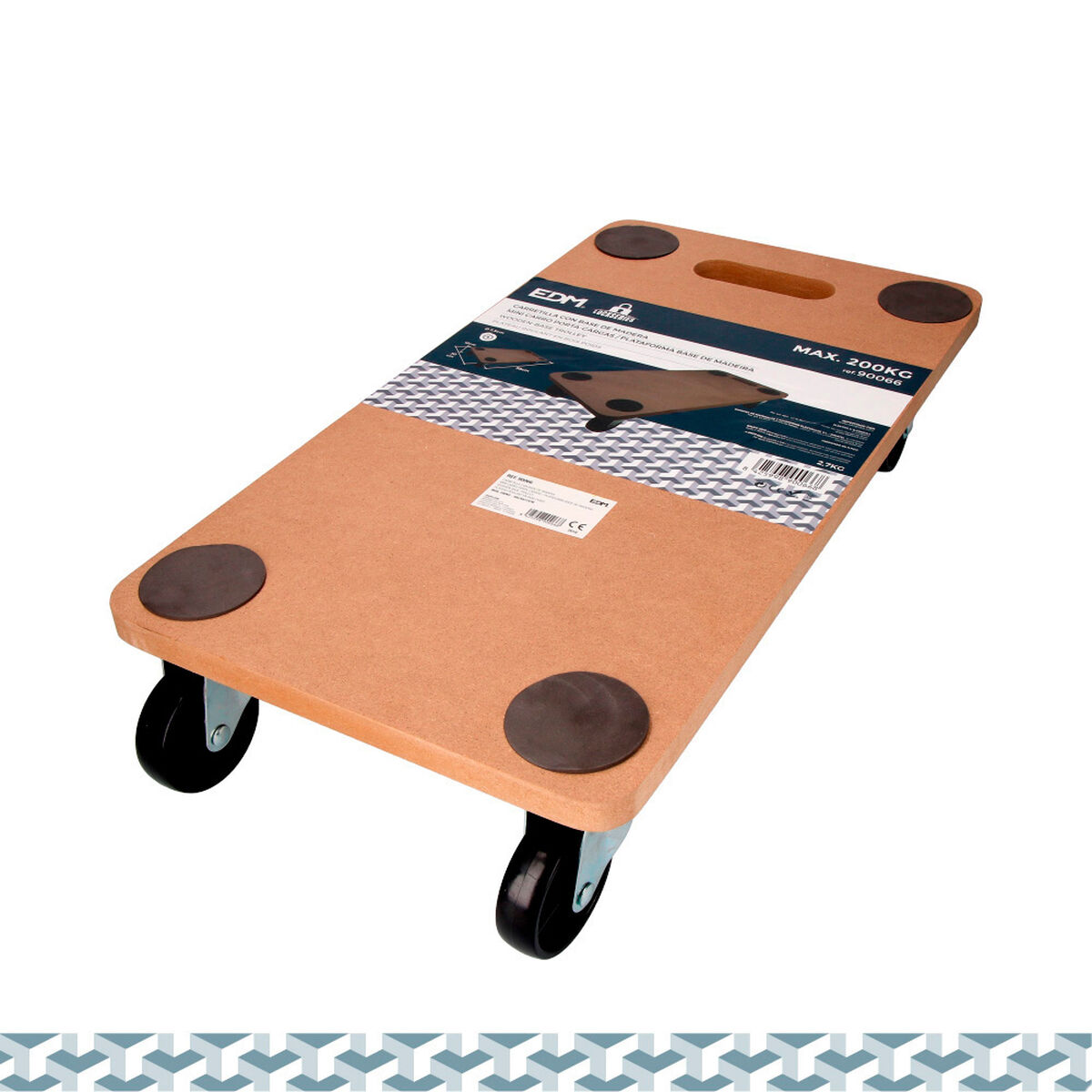 Base com Rodas EDM 90066 58 x 30 x 12 cm Com rodas